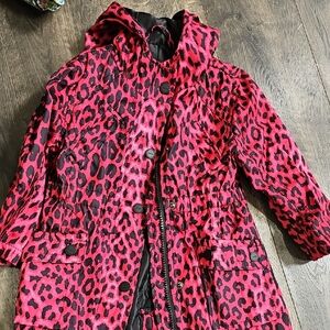 Urban Republic Pink and Black Leopard Raincoat